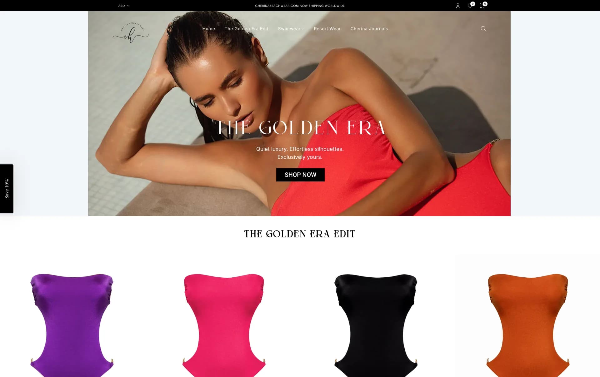Cherina Beachwear website preview